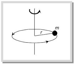 Diagram showing a point mass rotating around an axis